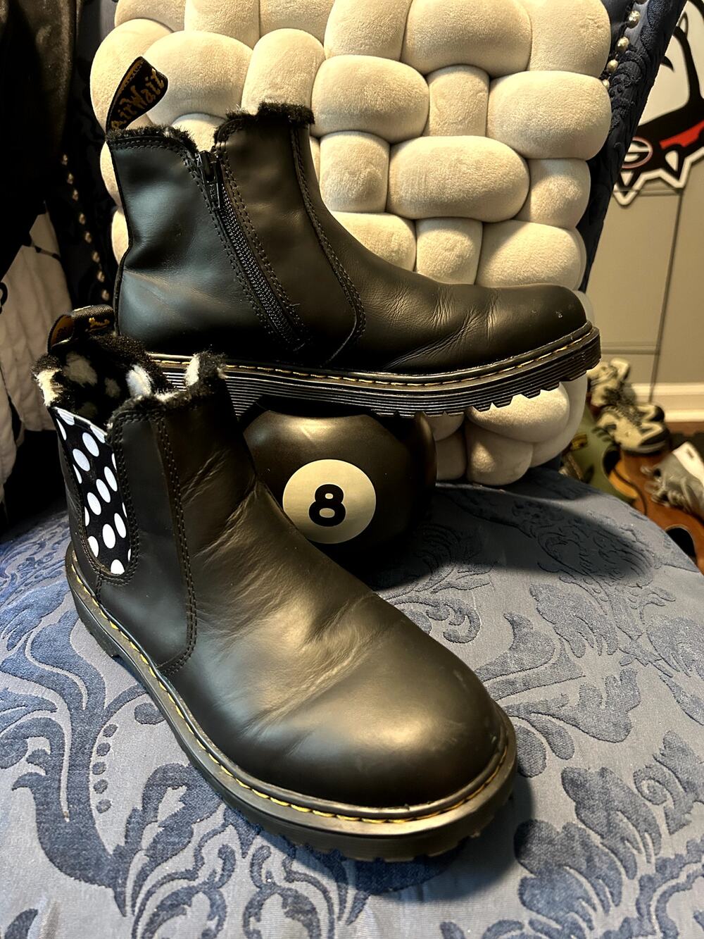 Dr Martens Lenore Black and White Polka Dot Chelsea size 7/EU 38